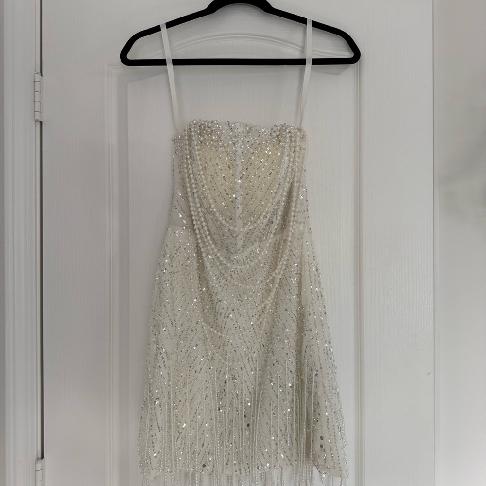 Elegant Beaded Ivory Party Dress